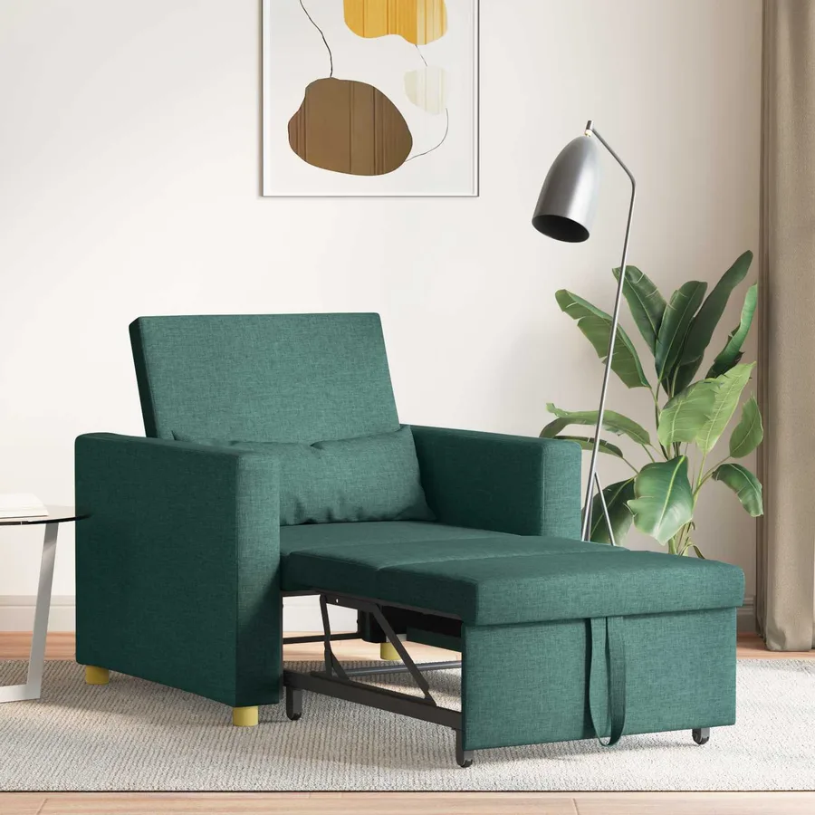Canapé-lit escamotable simple Vert foncé 90 x 165 x 87 cm tissu - 3