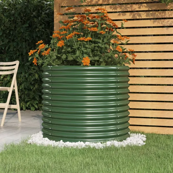 Garden planter Galvanised steel 80x80x68 cm Green