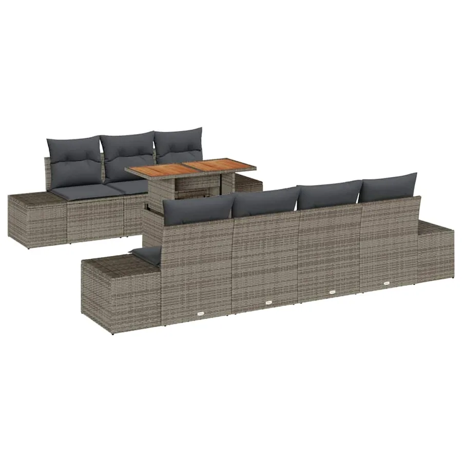 Ensemble de canapé de jardin 8 pc Gris et marron - 2