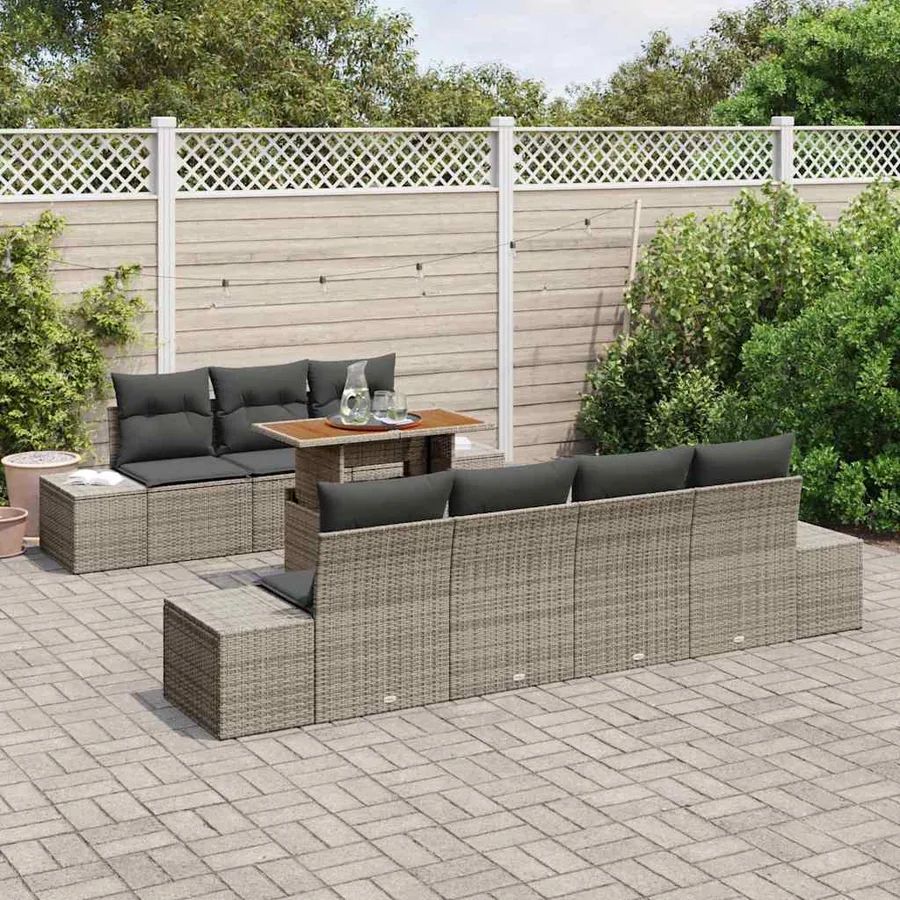 Ensemble de canapé de jardin 8 pc Gris et marron - 3