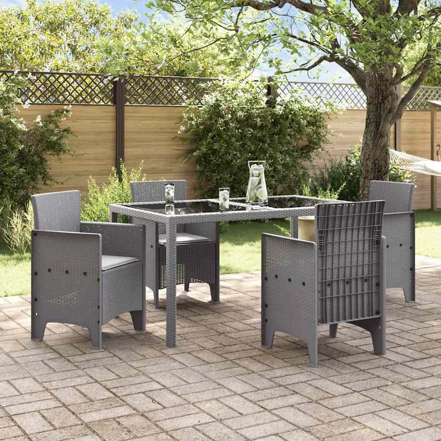 Chaise de jardin 4 pcs Gris clair 53 x 49 x 85 cm Polypropylène - 3