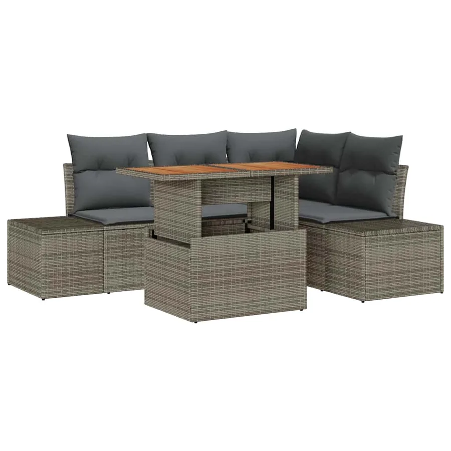 Ensemble de canapé de jardin 5 pc Gris et marron - 2