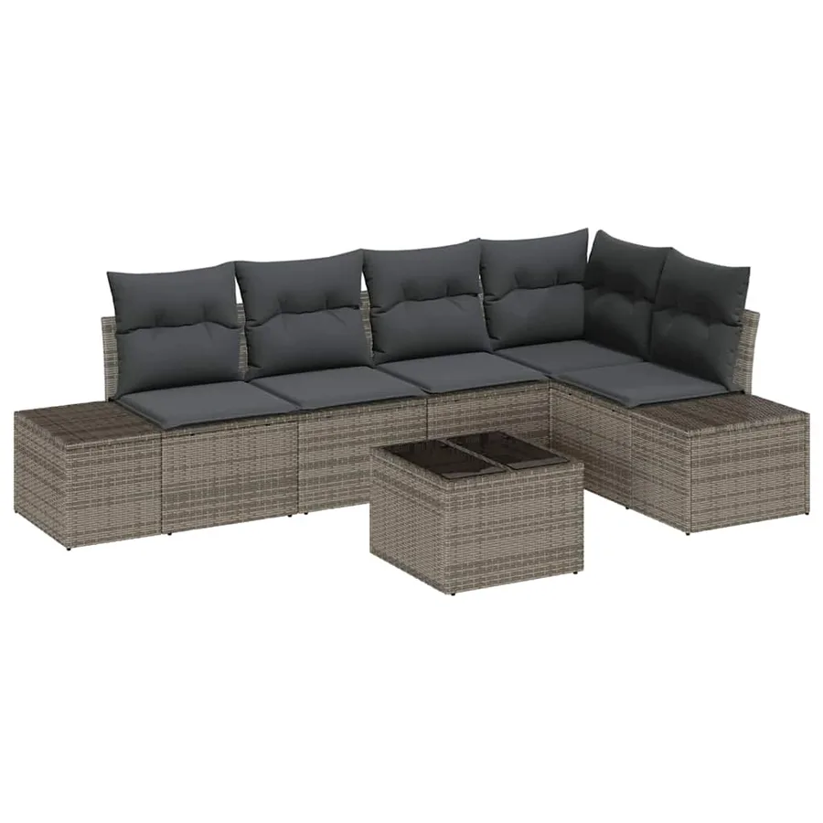 Ensemble de canapé de jardin 6 pcs Gris polyrotin - 2