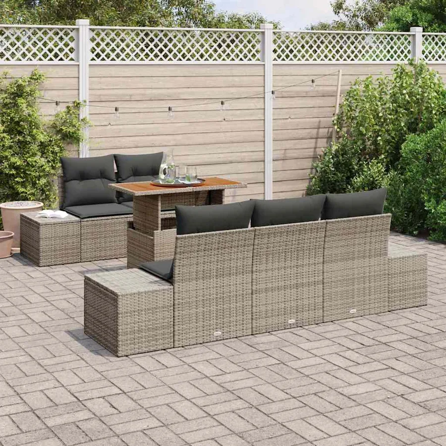 Ensemble de canapé de jardin 6 pc Gris et marron - 3