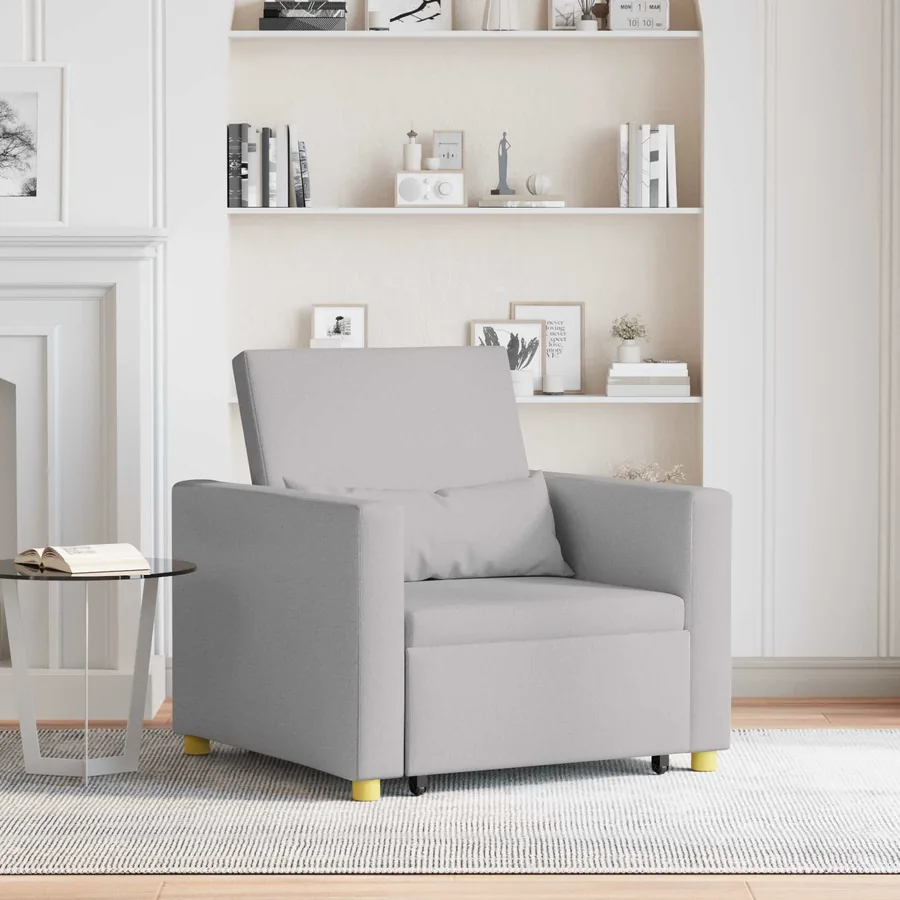 Canapé-lit escamotable simple avec des roues Gris nuage tissu