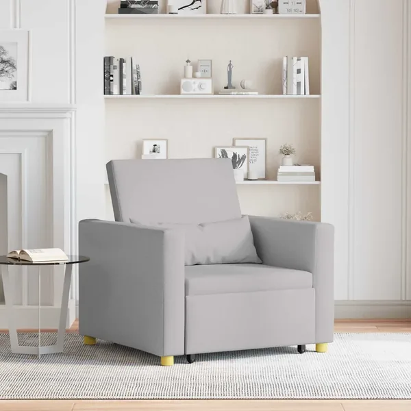 Canapé-lit escamotable simple avec des roues Gris nuage tissu