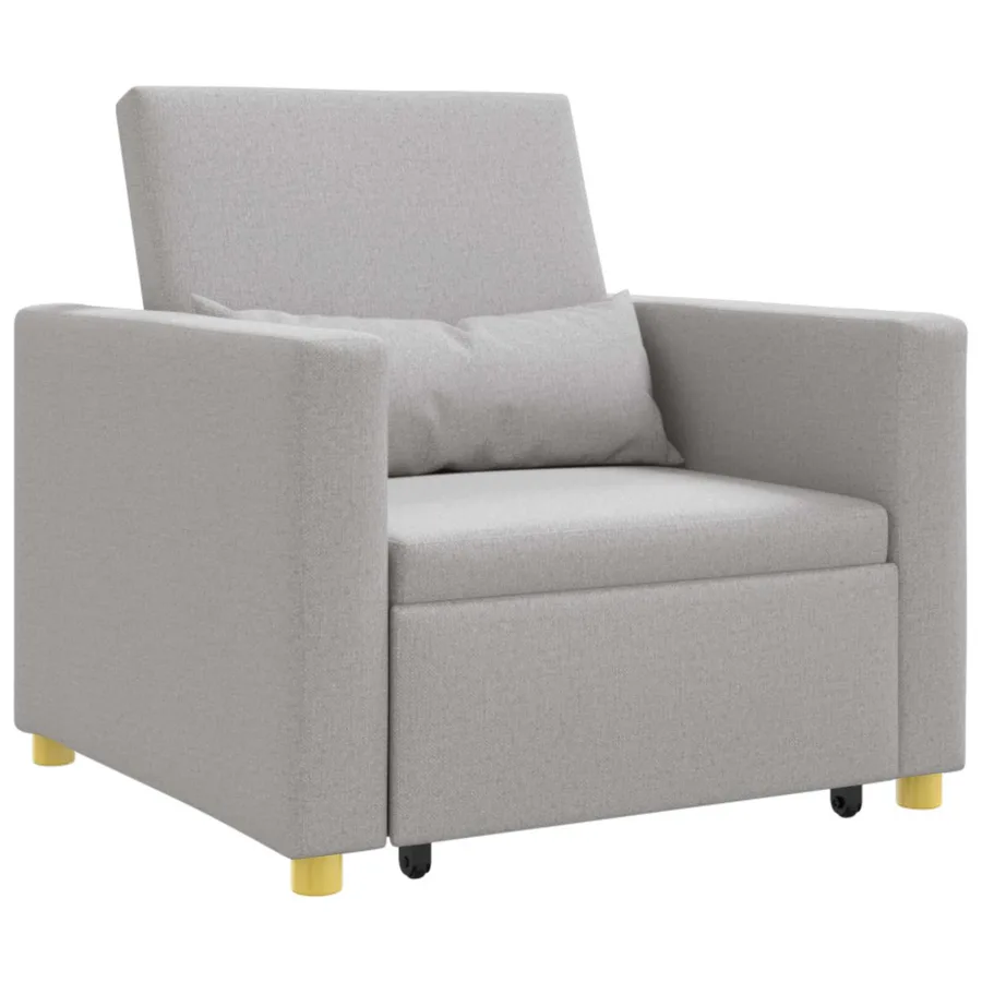 Canapé-lit escamotable simple avec des roues Gris nuage tissu - 2