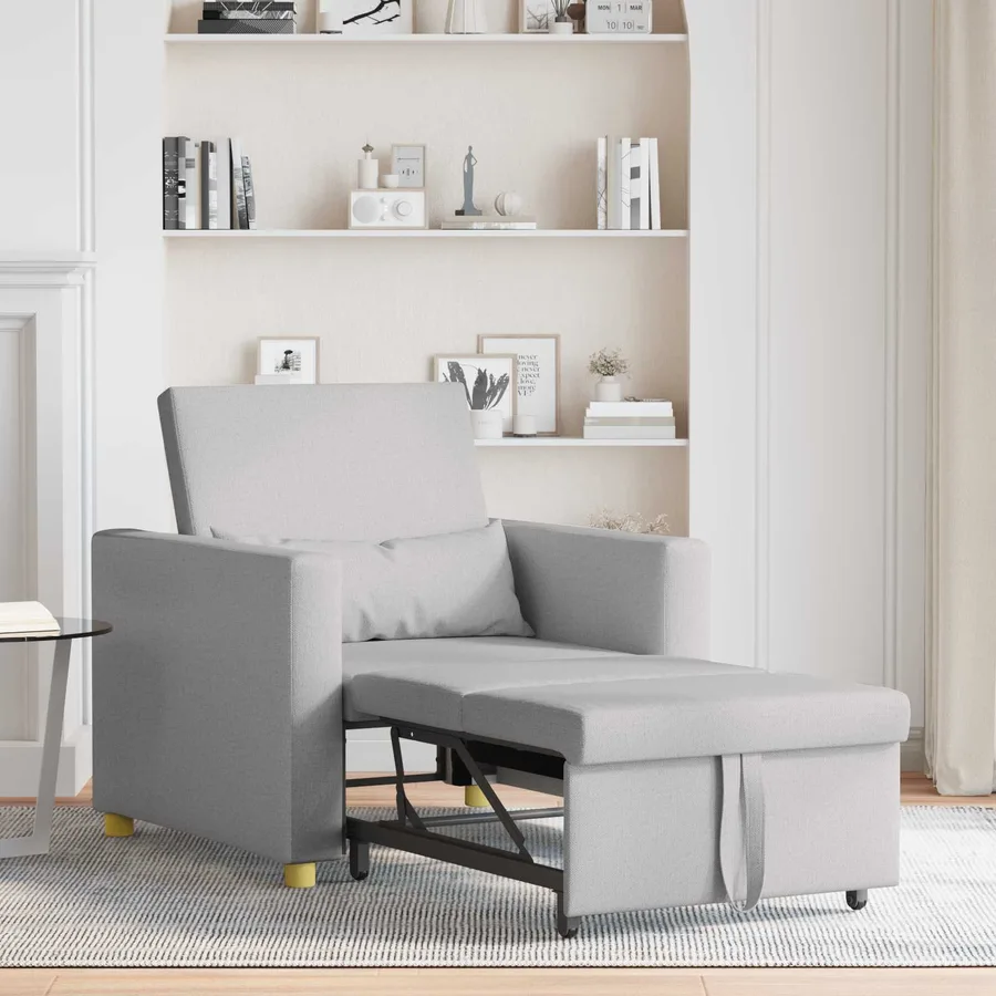 Canapé-lit escamotable simple avec des roues Gris nuage tissu - 3