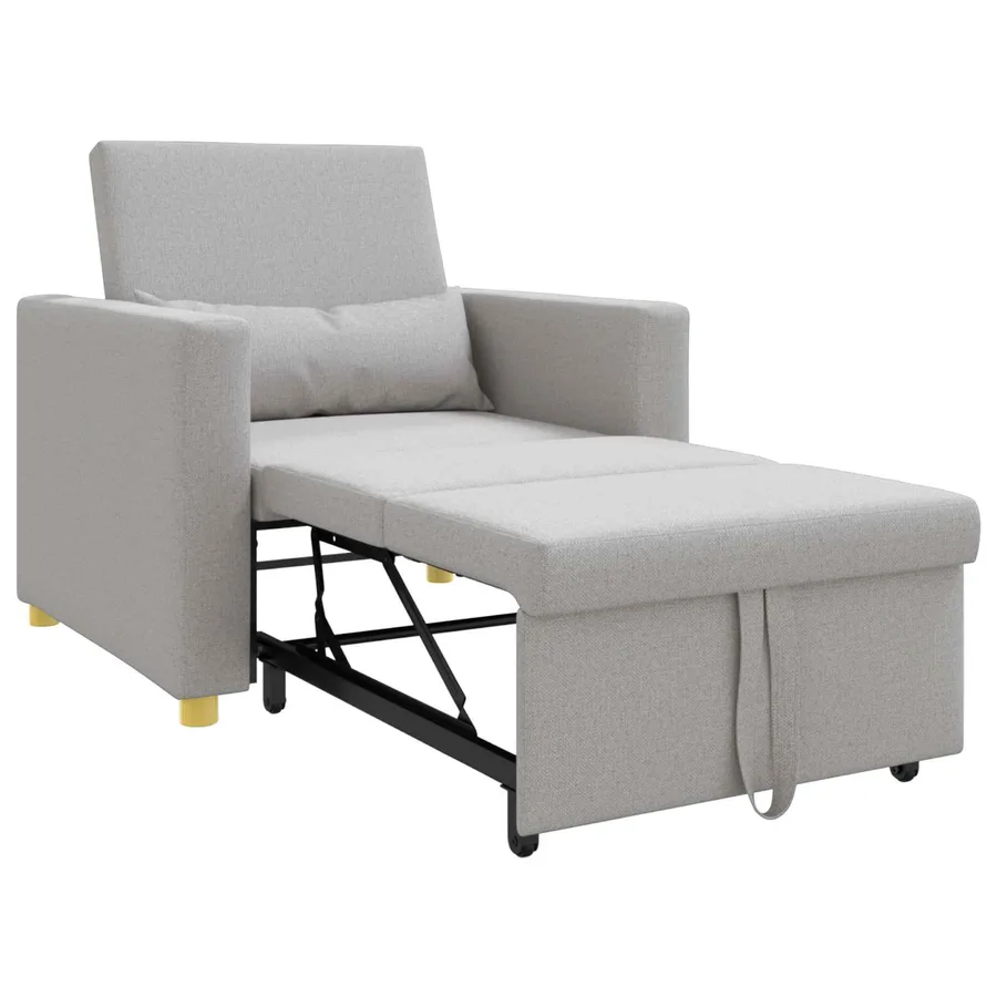 Canapé-lit escamotable simple avec des roues Gris nuage tissu - 4