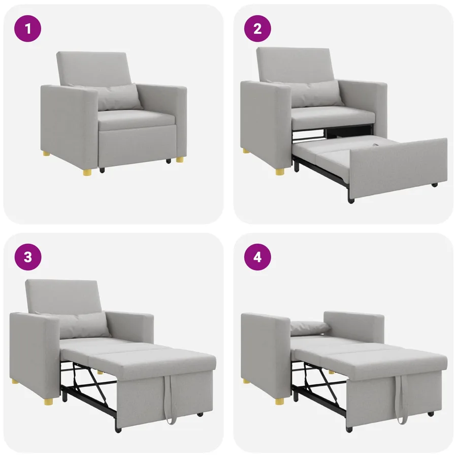 Canapé-lit escamotable simple avec des roues Gris nuage tissu - 9