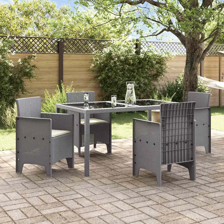 Chaise de jardin 4 pcs Gris clair 53 x 49 x 85 cm Polypropylène - 3