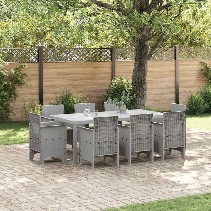 Ensemble de salle à manger pour jardin 9 pcs Gris clair