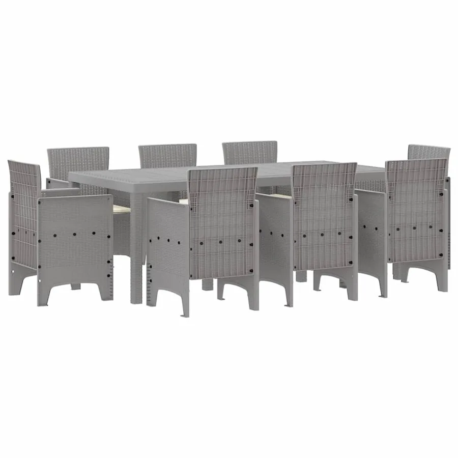 Ensemble de salle à manger pour jardin 9 pcs Gris clair - 2