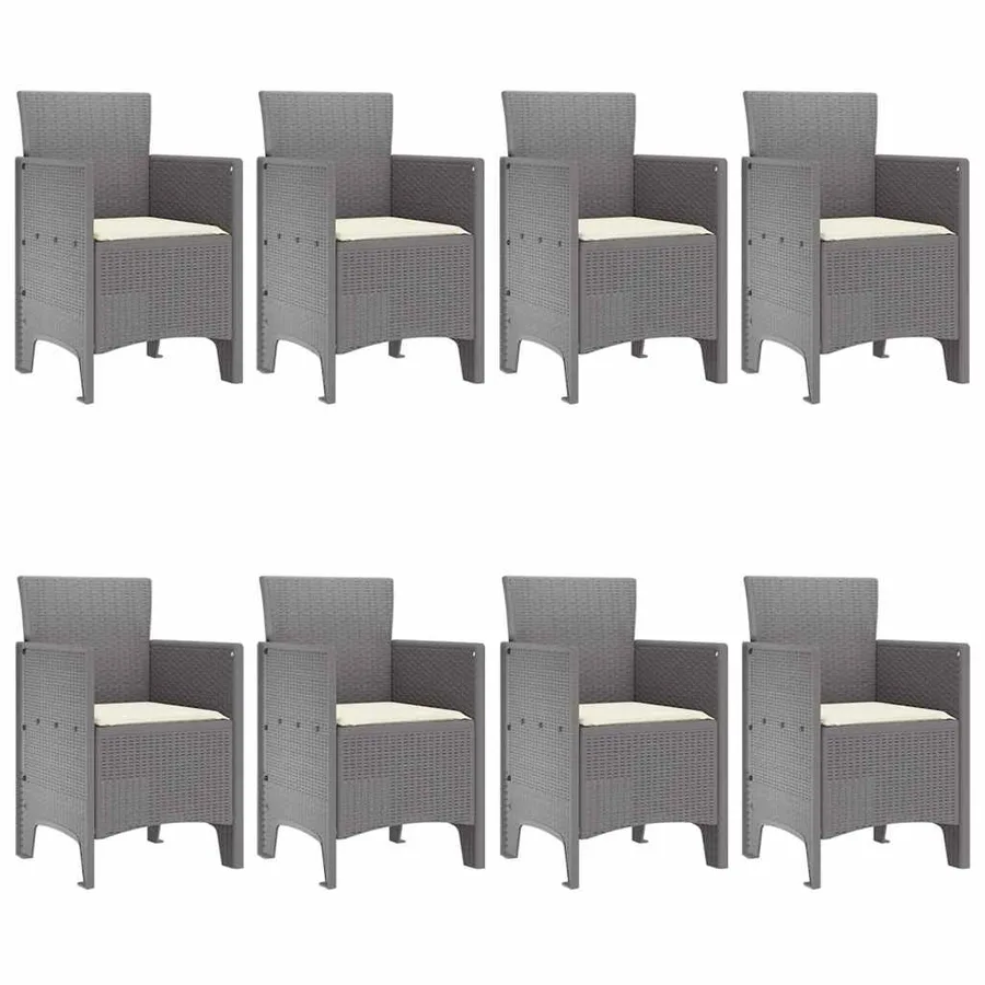 Ensemble de salle à manger pour jardin 9 pcs Gris clair - 4