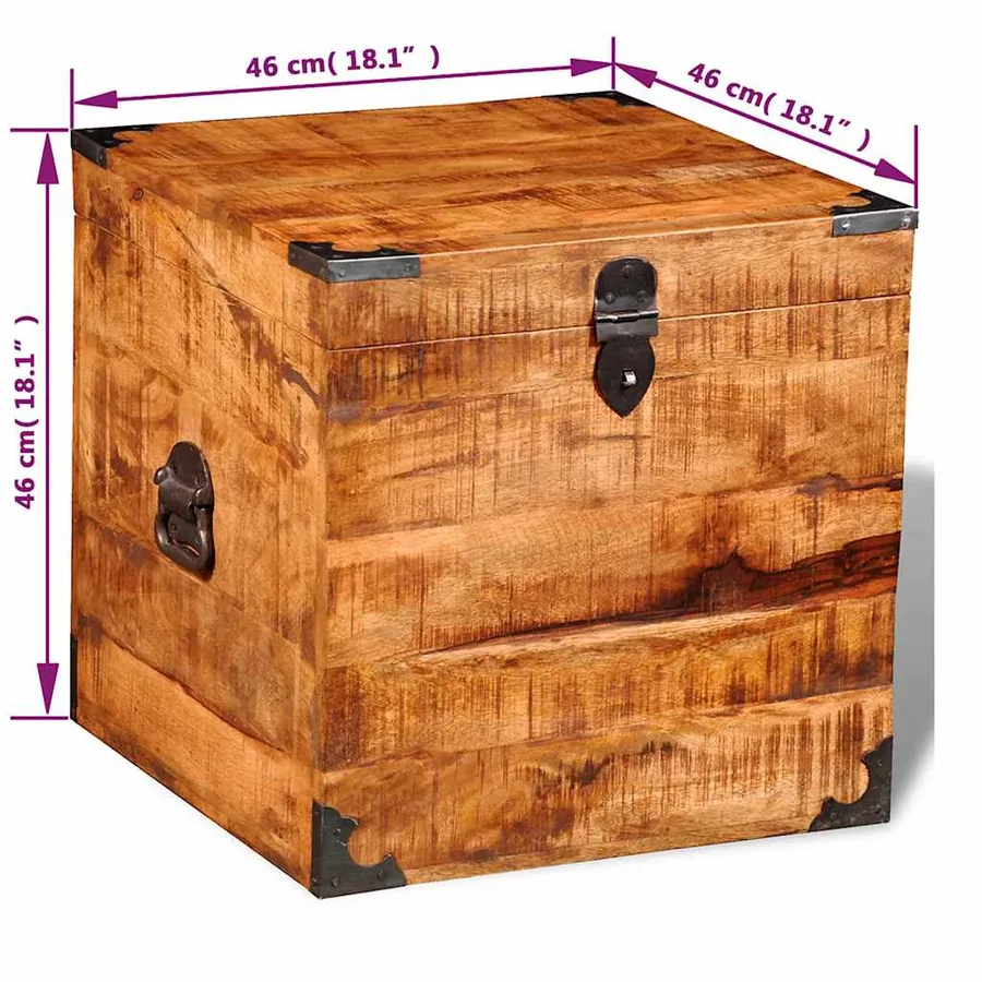 Coffre de rangement cubique Bois de manguier brut - 11
