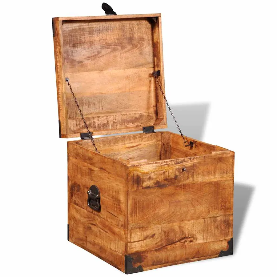 Coffre de rangement cubique Bois de manguier brut - 7