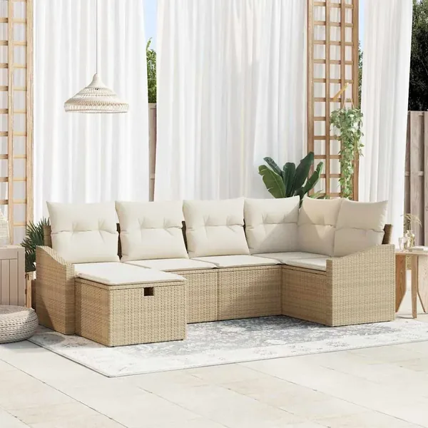 Ensemble de Canapés avec coussin 7 pcs polyrotin