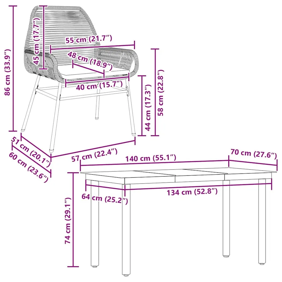 Ensemble à manger de jardin et coussins 5 pcs noir rotin verre - 10