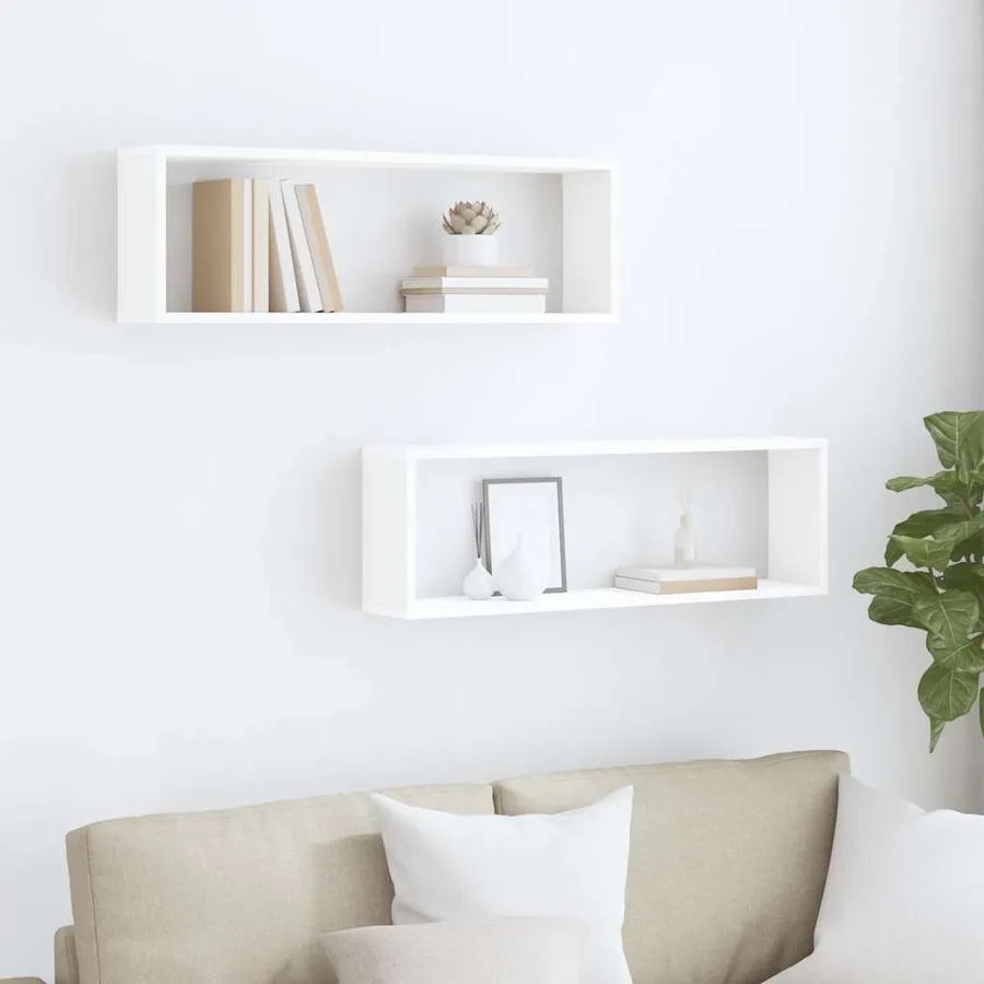 Étagères cube murales 2pcs Blanc 80x15x26,5cm bois d'ingénierie - 3