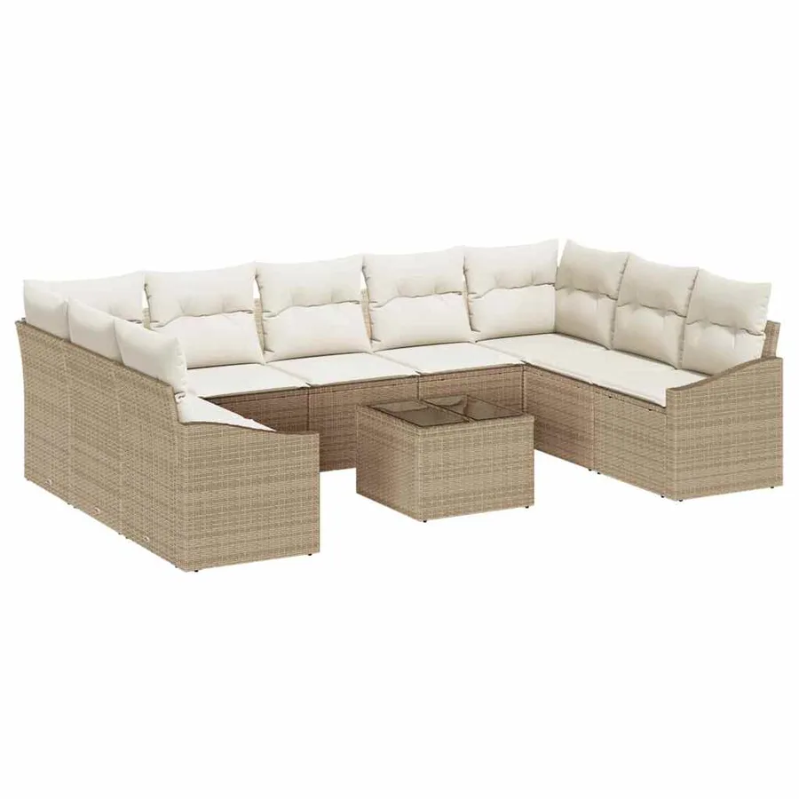 Ensemble de canapé de jardin Beige et crème polyrotin - 2