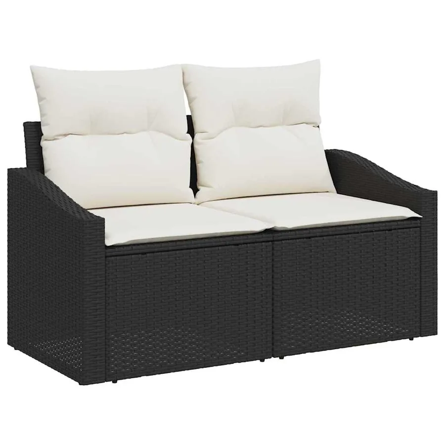Ensemble de canapé de jardin avec coussin 8 pcs Noir polyrotin - 4