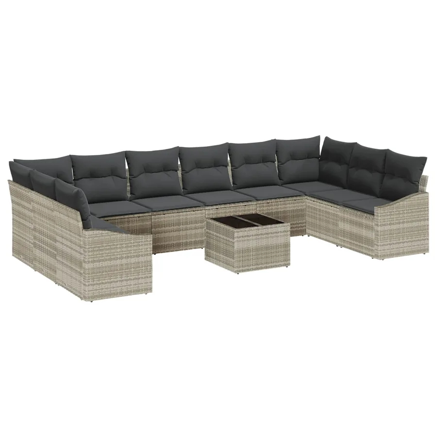 Ensemble de canapé de jardin avec stockage Gris clair polyrotin