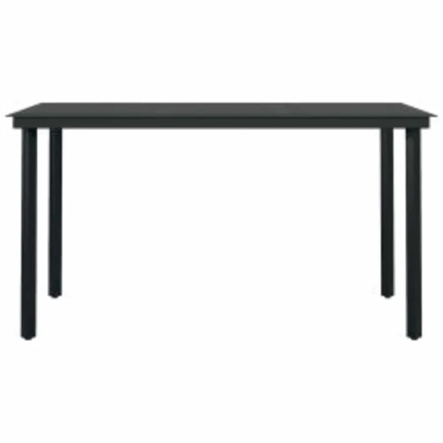 Ensemble à manger de jardin 5 pcs noir résine tressée verre - 7
