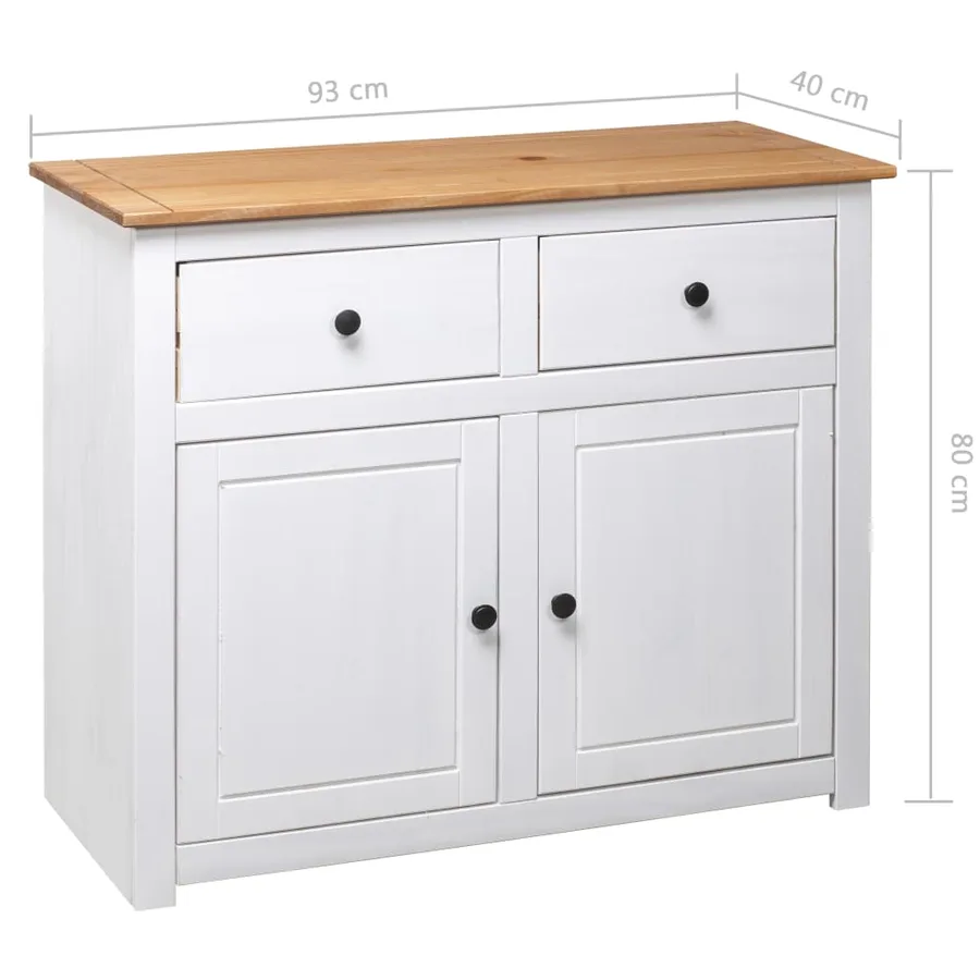Buffet Blanc 93x40x80 cm Pin Gamme Panama - 10