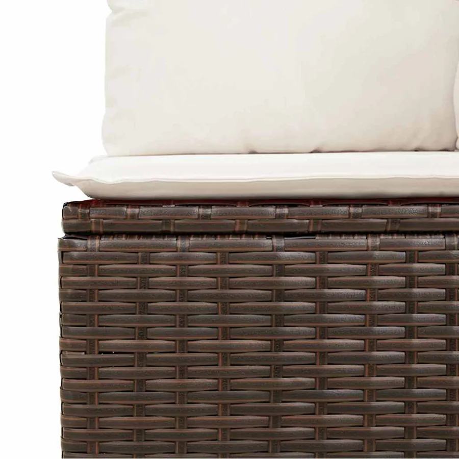 Ensemble de canapé de jardin 7 pcs Marron et Crème polyrotin - 9