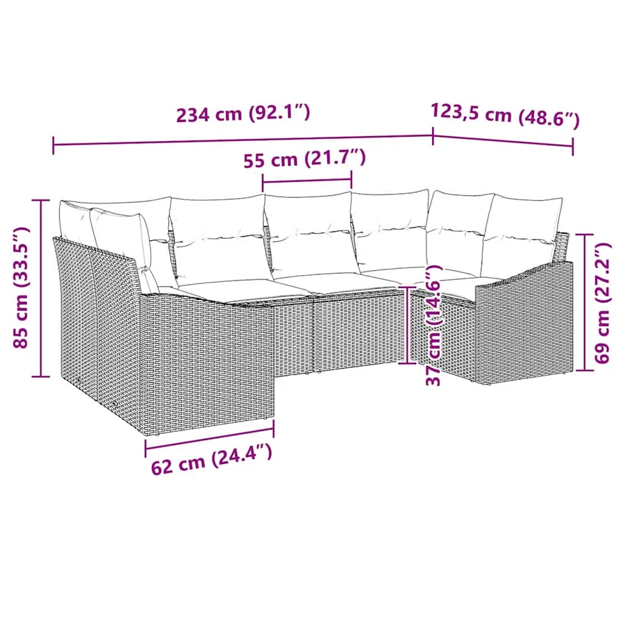 Ensemble de canapé de jardin 6 pcs Beige et Gris clair - 12