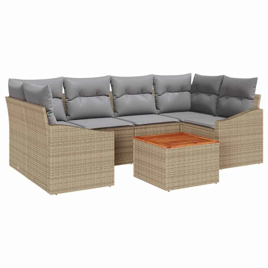 Ensemble de canapé de jardin 7 pcs Beige et Gris clair - 2
