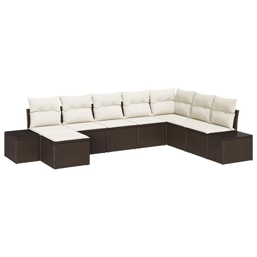 Ensemble de canapé de jardin avec coussin 8 pcs polyrotin - 2