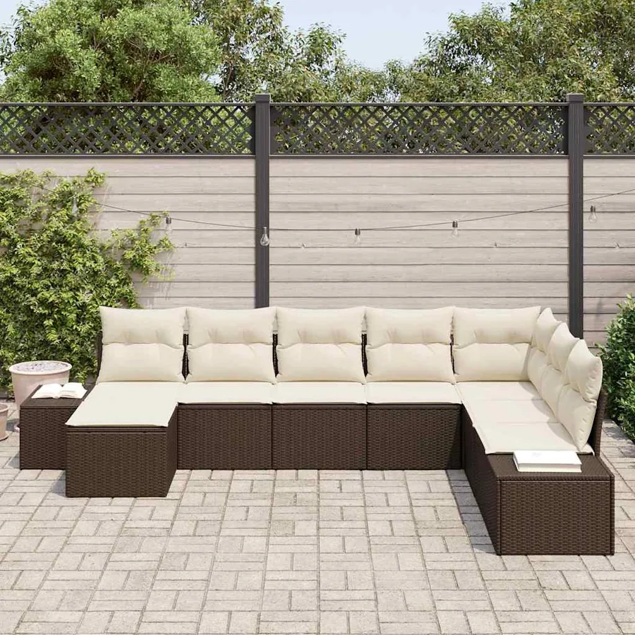 Ensemble de canapé de jardin avec coussin 8 pcs polyrotin - 3