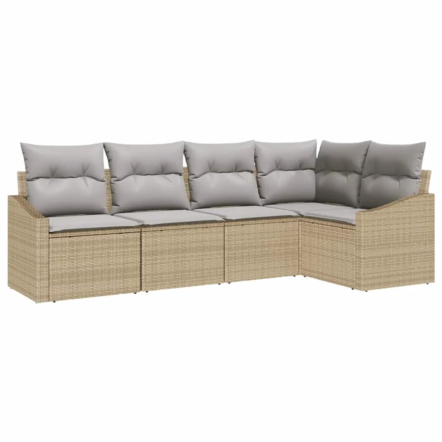 Ensemble de canapé de jardin 5 pcs Beige et Gris clair - 2