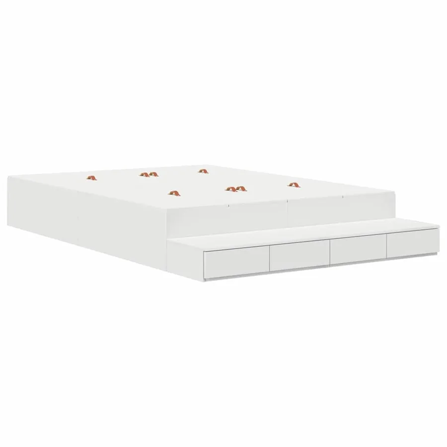 Cadre de lit avec rangement Blanc 160 cm Bois d'ingénierie - 2
