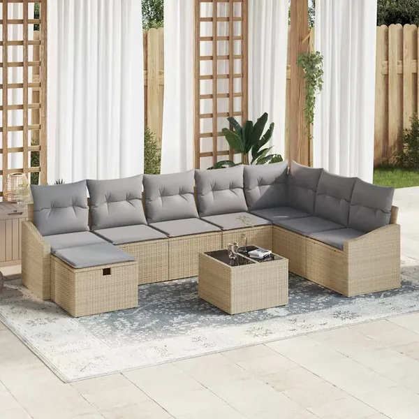 Ensemble de Canapés avec coussin 8 pcs polyrotin