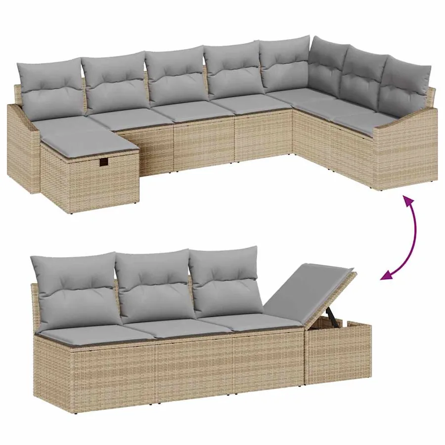 Ensemble de Canapés avec coussin 8 pcs polyrotin - 16