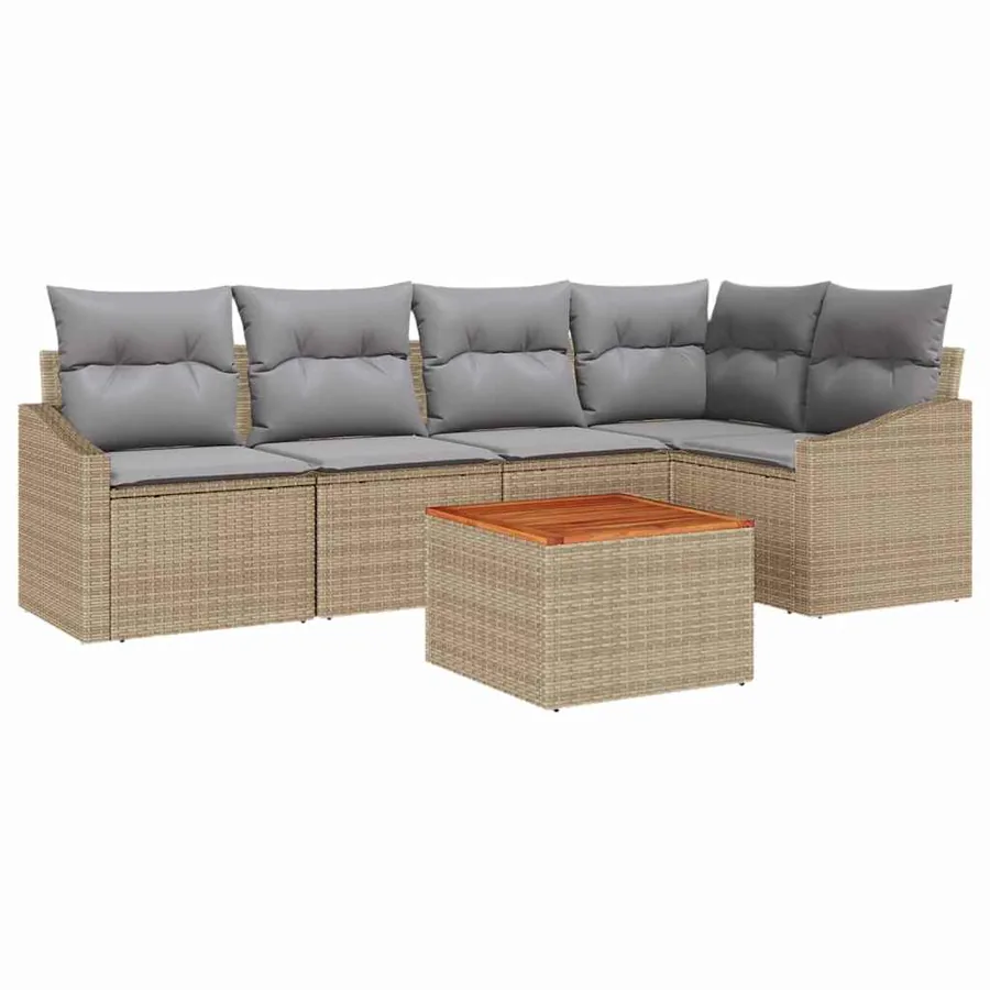 Ensemble de canapé de jardin 6 pcs Beige et Gris clair - 2