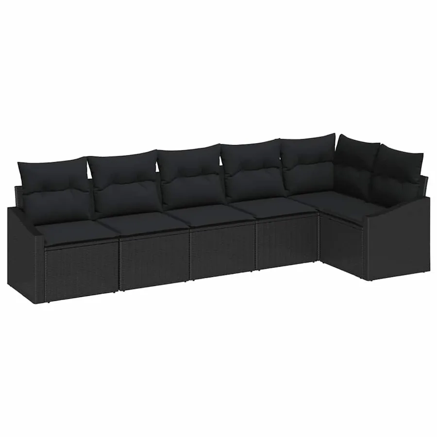 Ensemble de Canapés avec coussin 6 pcs Noir polyrotin - 2