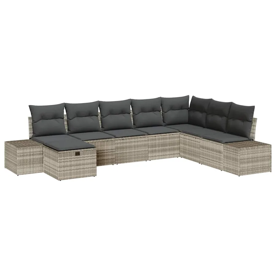 Ensemble de canapé de jardin 8 pcs Gris clair polyrotin - 2