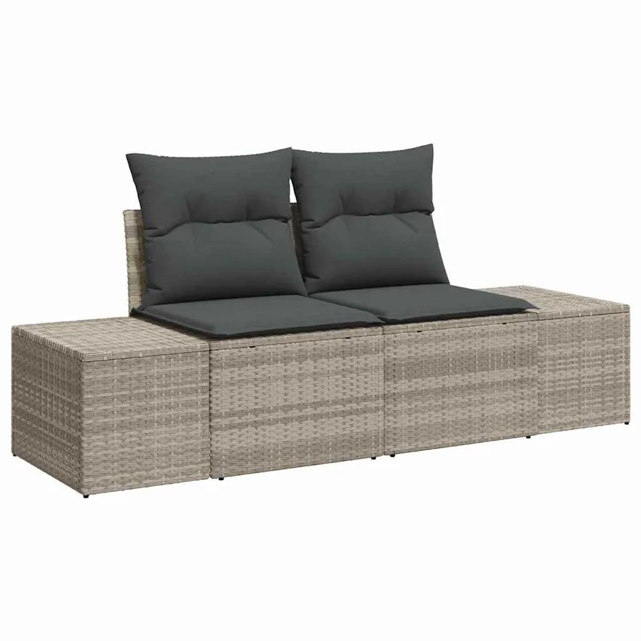 Ensemble de canapé de jardin 8 pcs Gris clair polyrotin - 4