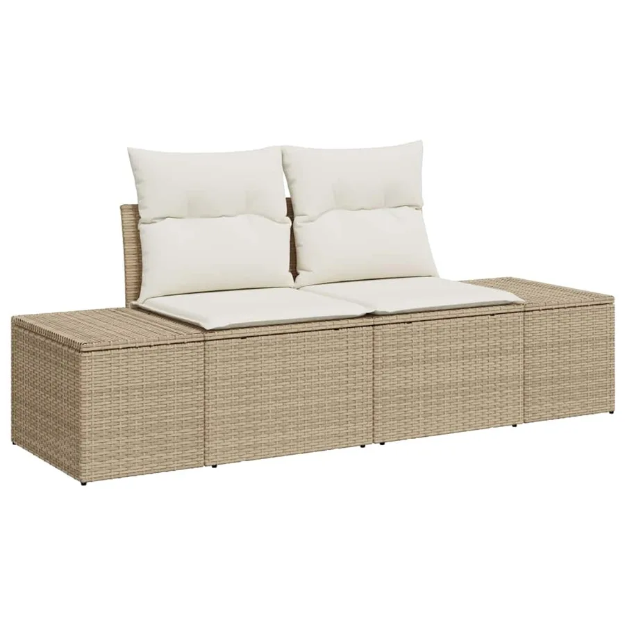 Ensemble de canapé de jardin avec coussin 9 pcs Beige polyrotin - 4
