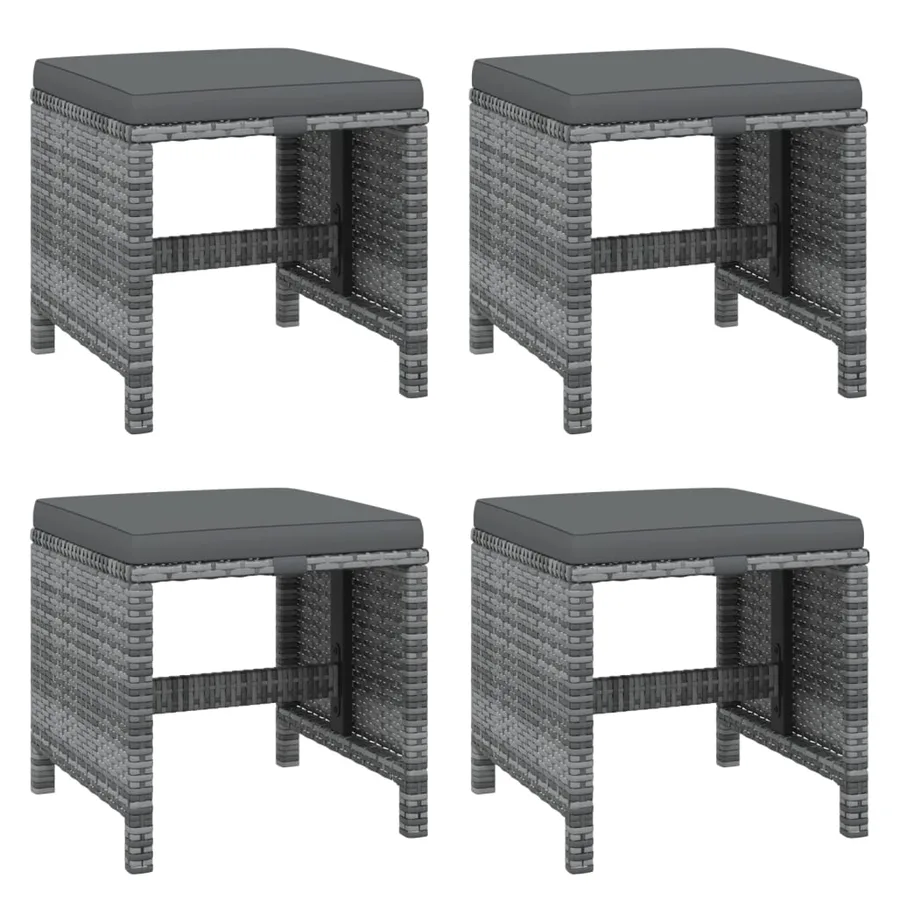 Ensemble à manger de jardin coussins 19 pcs Résine tressée Gris - 9