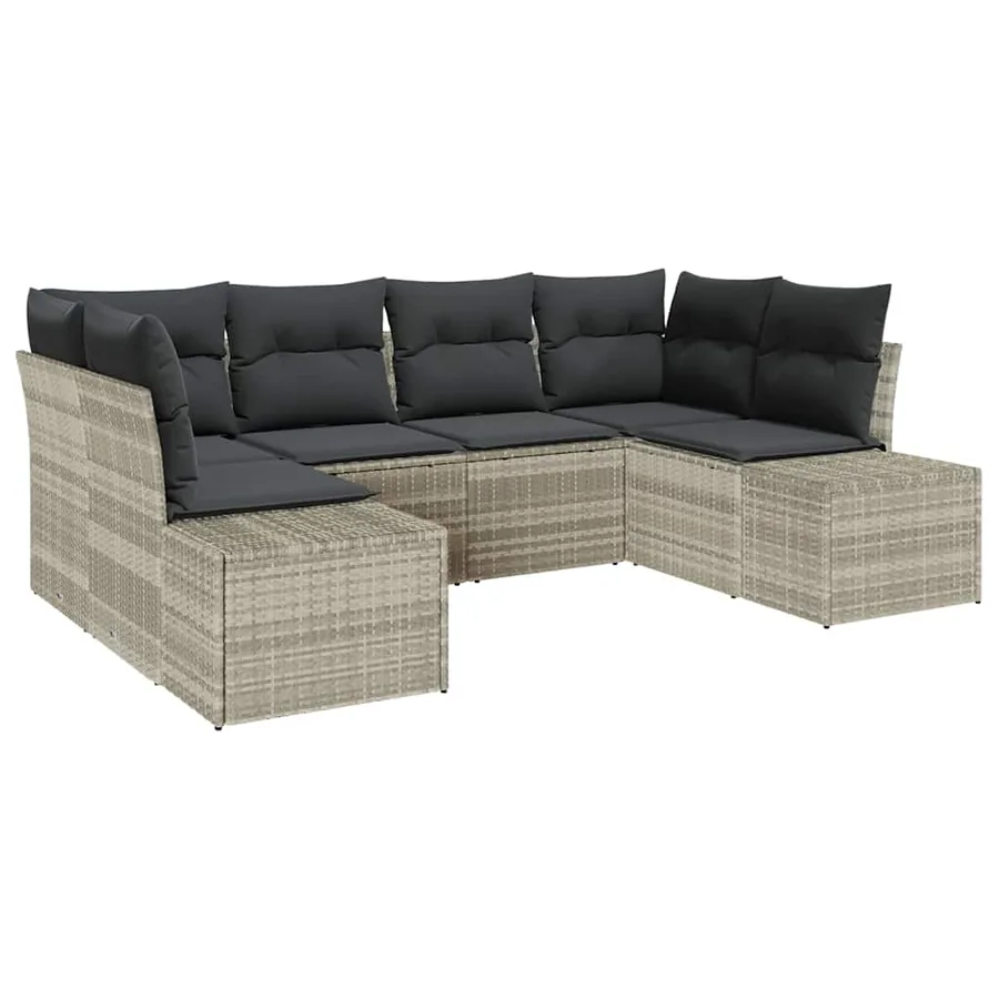 Ensemble de canapé de jardin 6 pcs Gris clair polyrotin - 2
