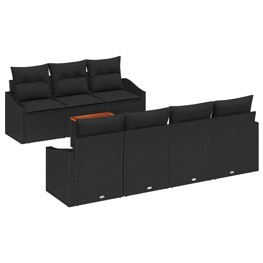 Ensemble de canapé de jardin avec coussin 8 pcs Noir polyrotin - 2