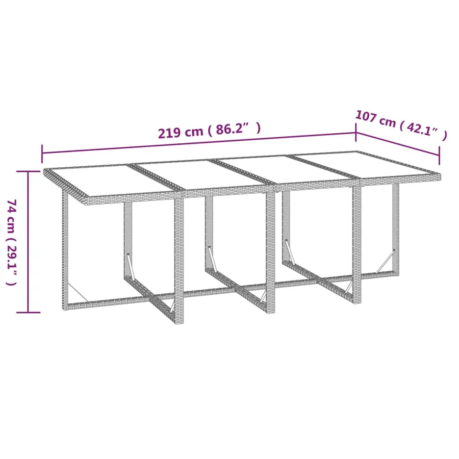Ensemble à manger de jardin coussins 9pcs Résine tressée Gris - 10