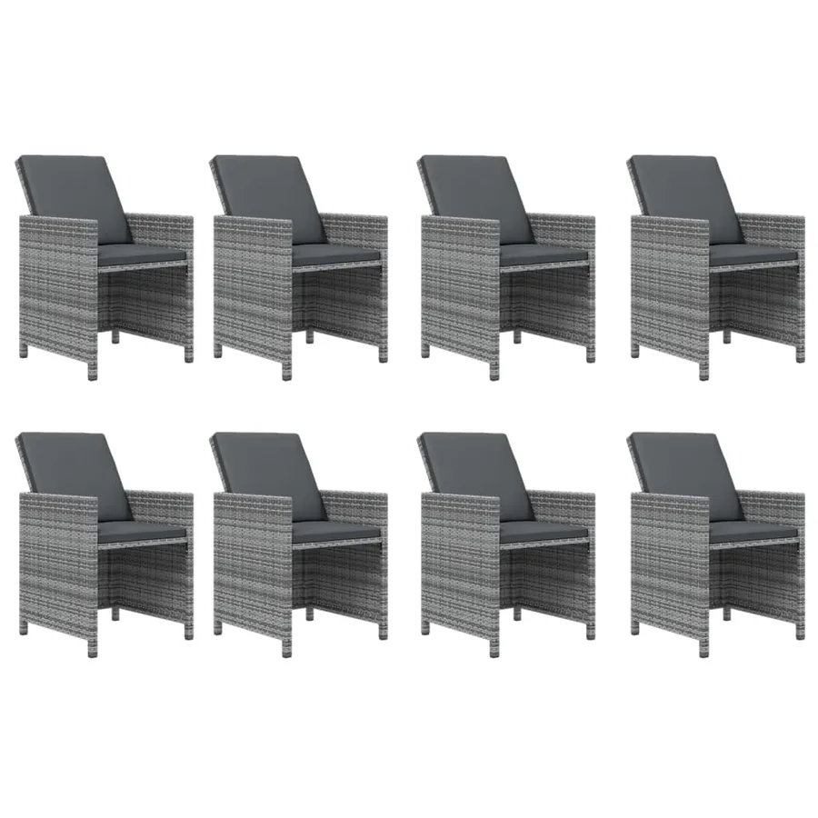 Ensemble à manger de jardin coussins 9pcs Résine tressée Gris - 4