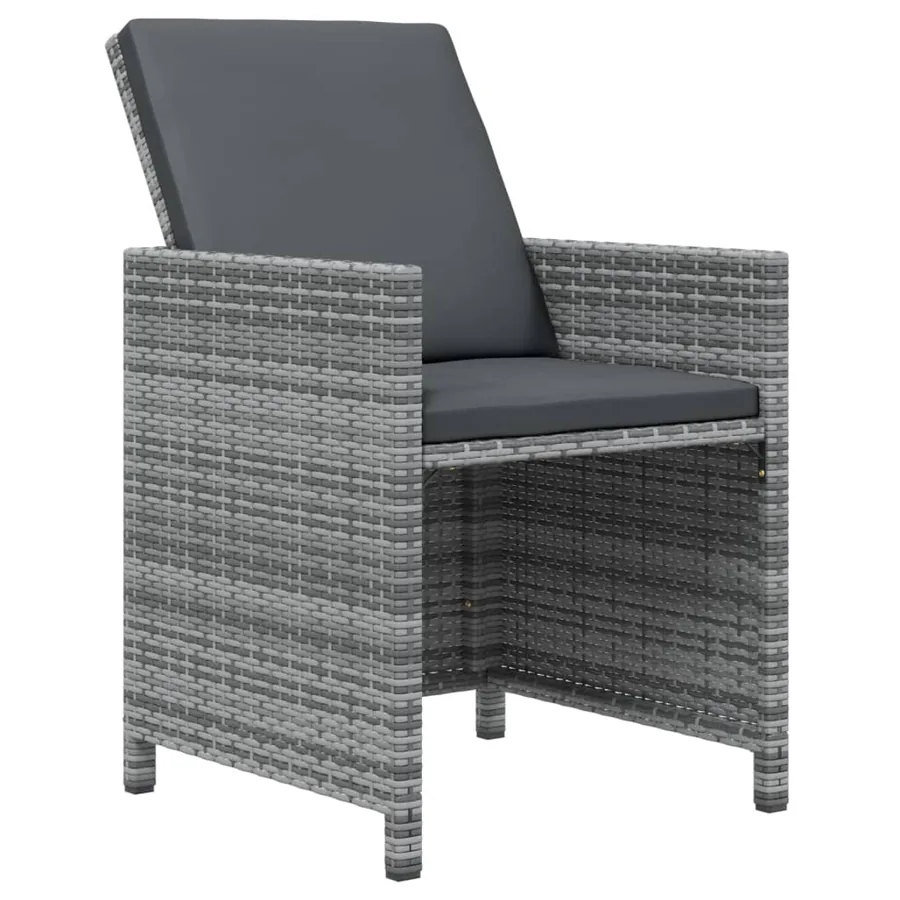 Ensemble à manger de jardin coussins 9pcs Résine tressée Gris - 5