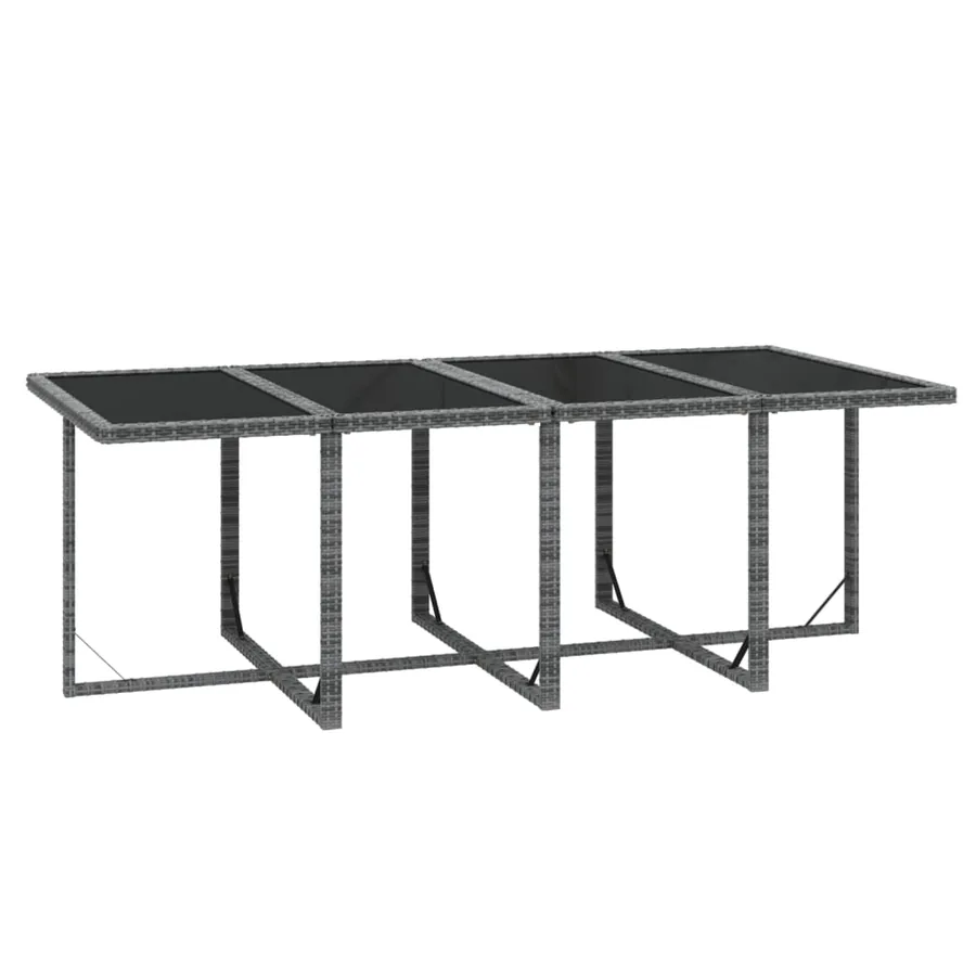 Ensemble à manger de jardin coussins 9pcs Résine tressée Gris - 7