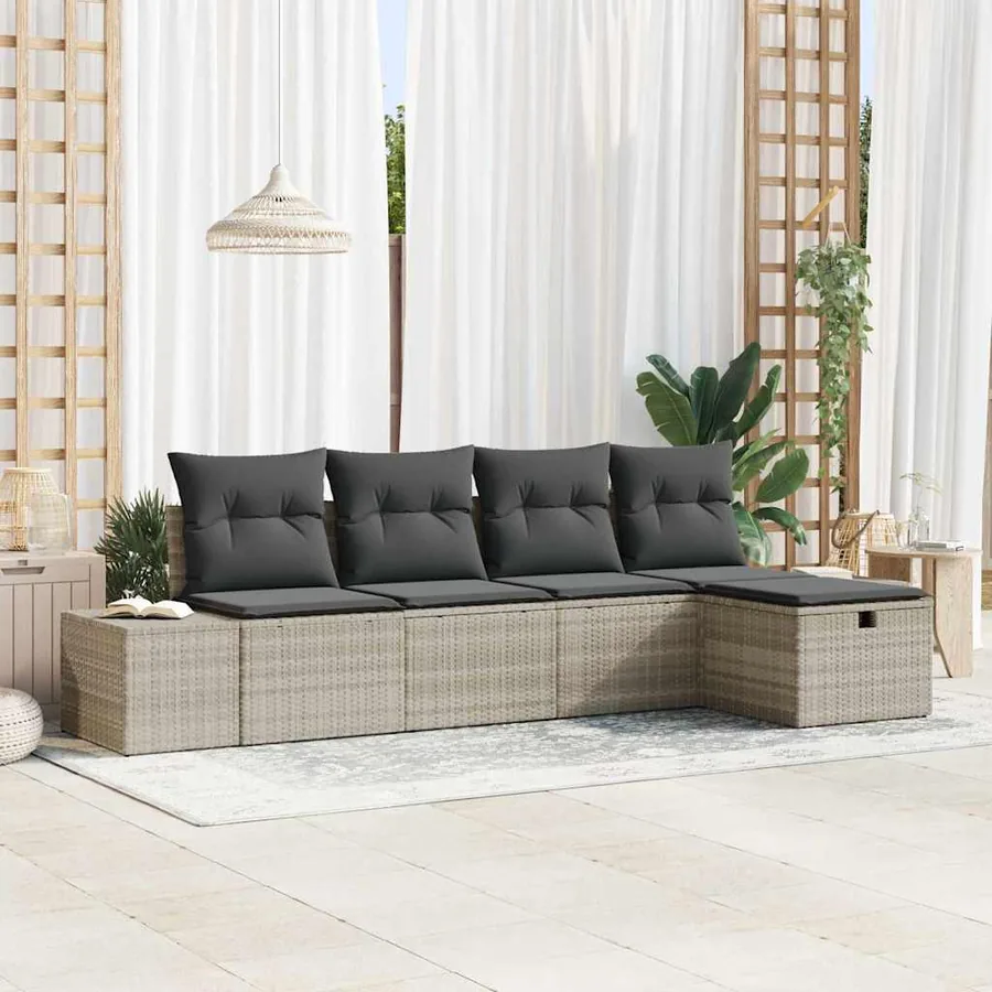 Ensemble de canapé de jardin 5 pcs Gris clair polyrotin